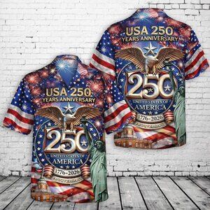 America 250 Hawaiian Shirt 1776–2026, Vintage Patriotic Shirt